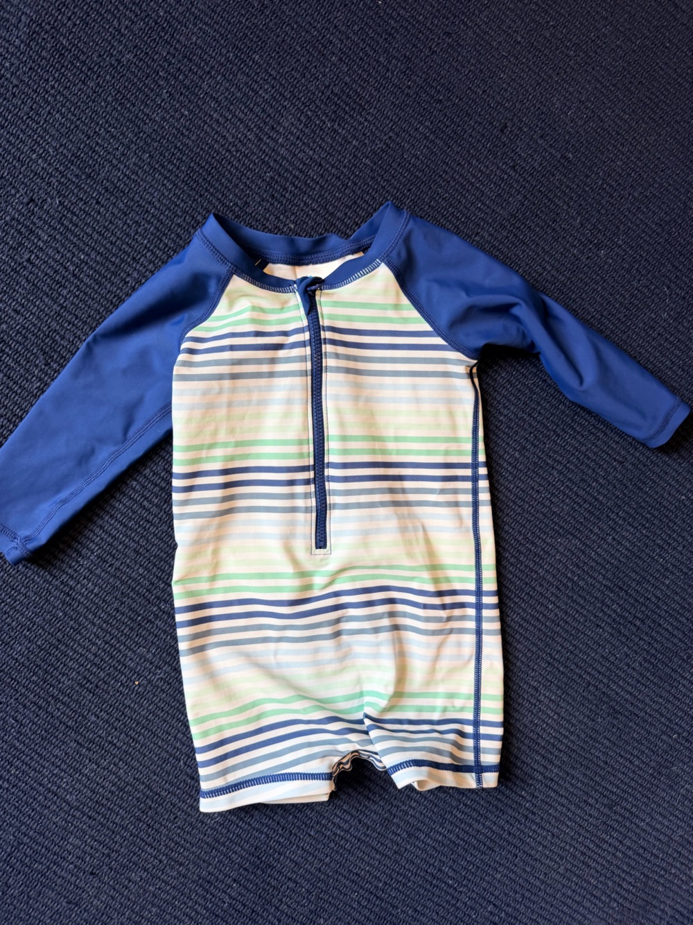 RuggedButts coastal stripe bathing suit 6-12 months like new